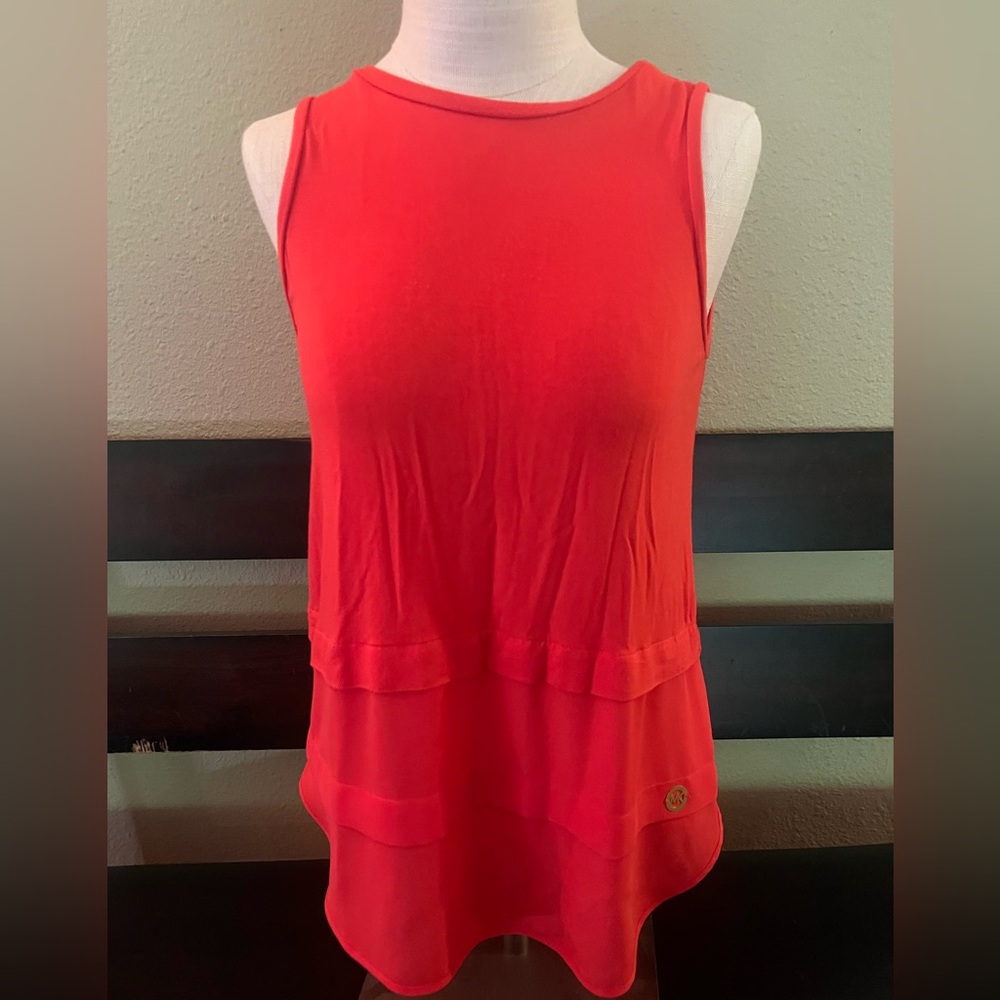 Michael Kors Sleeveless Bright Coral Women's Top, Size Small, EUC
